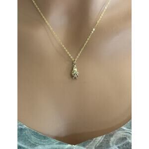14K Gold Plated Necklace with Bronze Hanging Bat Charm